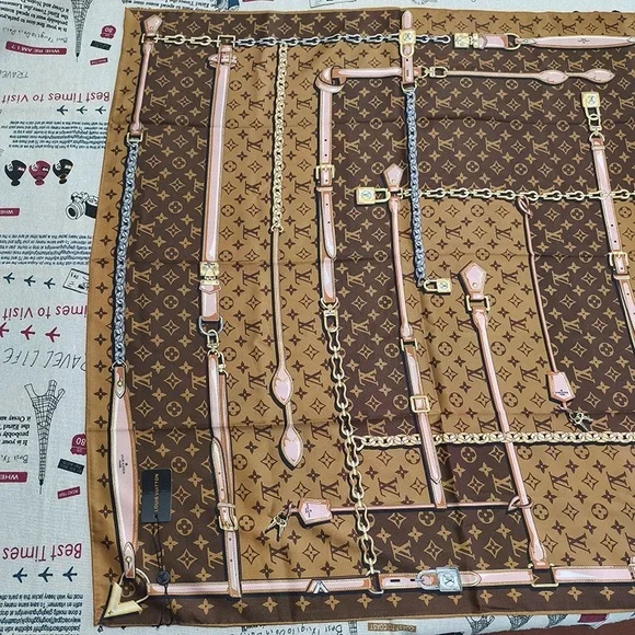 Louis Vuitton Monogram Pattern Silk Square Scarf - Picture 2 of 5